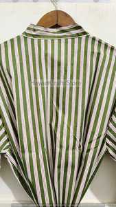 Bata Kimono de Algodón Estampada a Mano Verde para Mujer, Ligera, para Descansar, Playa y Hogar - Product Image 3