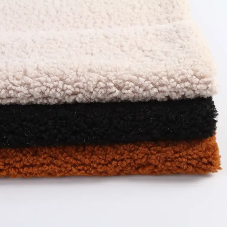 Three colors optional wool knit 100% polyester fabric fleece fabric for home textiles and coat
