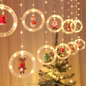 Cadena de luces <span class=keywords><strong>Led</strong></span> para ventana, lámpara de cortina con campana de <span class=keywords><strong>cascada</strong></span>, árbol de Navidad, muñeco de nieve, alce, Feliz Navidad - Product Image 2