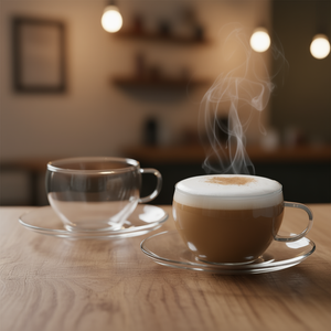 Juego de 2 tazas de té Simax Eva con platillos, taza de té de vidrio transparente y platillo para té o café - Product Image 3