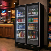 Réfrigérateur commercial à triple porte pour bar, refroidisseur de vin, contrôle numérique, dégivrage automatique, sans givre, étagères réglables