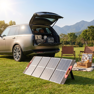 Panneau solaire portable ultra-léger 100W, chargeur solaire monocristallin ETFE pliable en 2 avec charge rapide PD pour le camping en plein air - Product Image 5