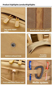 Mochila Táctica Multifuncional para Senderismo, Microfibra Antirrobo, 45L, Impermeable, para Deportes al Aire Libre, Camping, Viajes, Uso Diario - Product Image 4