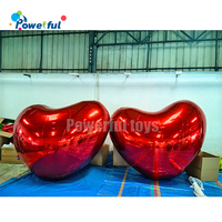 Boule miroir géante suspendue, réfléchissante, colorée, brillante, laser, gonflable, en forme de cœur, ballon d'amour pour la décoration