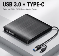 Lecteur de DVD externe USB 3.0 Type C haute vitesse, nouveau graveur de CD pour ordinateur de bureau et ordinateur portable, lecteur DVD-RW haute vitesse de lecture et d'écriture