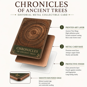 Carta Collezionabile in Metallo Incisa in 3D Personalizzata, Cronache degli Alberi Antichi, Souvenir in Rame Anticato e Acciaio Inossidabile - Product Image 1