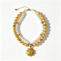Collier de luxe pour animaux de compagnie, style vintage, avec perles et gemmes vert olive en forme de cœur, double couleur, pour petits et moyens animaux