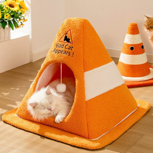 Tente pour <span class=keywords><strong>chat</strong></span> amusante en forme de barrière routière, lit confortable pour <span class=keywords><strong>chat</strong></span> avec <span class=keywords><strong>coussin</strong></span> amovible - Product Image 2