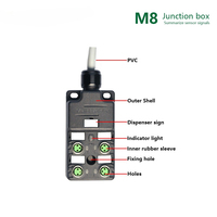 Boîtier de distribution électrique étanche IP67 à 4 ports M8, boîte de jonction 8 voies I/O avec sortie de câble libre pour capteurs