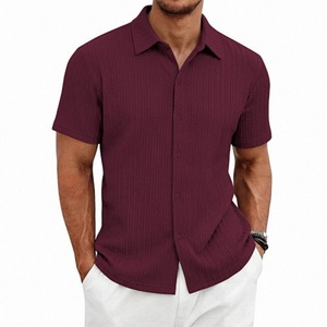 Camicia Casual a Maniche Corte da <span class=keywords><strong>Uomo</strong></span>, <span class=keywords><strong>Abbigliamento</strong></span> Maschile all'Ingrosso, Camicia <span class=keywords><strong>Slim</strong></span>-<span class=keywords><strong>Fit</strong></span> a Maniche Corte con Bottoni in Khaki Chiaro - Product Image 6
