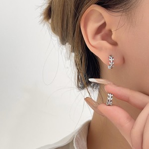 S925 Pure Silver Huggie <b>Earrings</b> Plant Shape Claw Set Crystal Women's Fashion Ear <b>Cuffs</b> Everyday Wear - Product Image 1