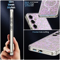 Étui de téléphone magnétique transparent de haute qualité 2 en 1, luxueux et antichoc pour S24 Plus Pro Max