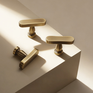 Solid Brass T Shape Cabinet Handle <strong>Gold</strong> <strong>Drawer</strong> <strong>Pulls</strong> for Kitchen Bathroom Furniture Brushed Modern T Bar Handle Single Hole <strong>Pull</strong> - Product Image 3