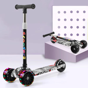 Patinete Plegable de Tres Ruedas para Niños con Altura Ajustable, Luces LED e Iluminación, Juguete Deportivo de Equilibrio - Product Image 1