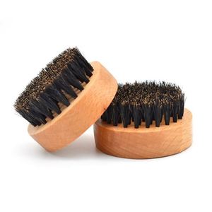 Best Selling Wooden <b>Round</b> Beard Cleaning <b>Brush</b> with Boar Bristle for Men - Product Image 5