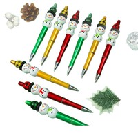 Stylo à bille perlable en silicone à torsion, motif Bonhomme en pain d'épices de dessin animé, thème Noël, à personnaliser, en stock