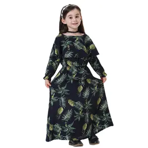 Baju Muslim anak perempuan, Gaun Muslim panjang bercetak, 2024 untuk anak perempuan
