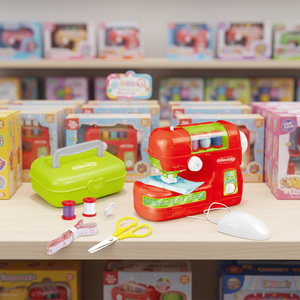 BEFLY <span class=keywords><strong>Machine</strong></span> à <span class=keywords><strong>coudre</strong></span> miniature en plastique rouge unisexe pour jeu de rôle, pour les enfants de 3 ans et plus, non toxique - Product Image 3