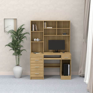 <span class=keywords><strong>Bureau</strong></span> d'ordinateur moderne en bois personnalisable <span class=keywords><strong>avec</strong></span> meuble de rangement, table d'écriture <span class=keywords><strong>avec</strong></span> tiroirs verrouillables et étagère pour la maison et les étudiants - Product Image 1