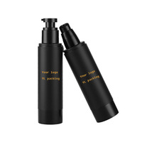 En stock, flacon de lotion noir mat 30ml 50ml 80ml 100ml 120ml 150ml, flacon pompe sans air pour soin du visage, essence