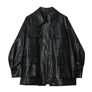2026 Customized High Quality PU <b>Leather</b> Men's <b>Winter</b> Solid Stand Collar Breathable Eco-Friendly Fashionable High Street <b>Jacket</b> - Product Image 1