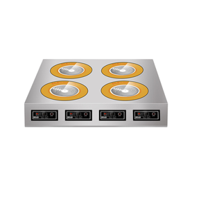 Placa de Inducción Comercial de Acero Inoxidable de 2000W y 4 Quemadores de Doble Fila, 220V, <span class=keywords><strong>para</strong></span> Restaurante, con Pantalla Digital Táctil - Product Image 1