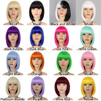 Lot de 2 perruques courtes bob pour cosplay, avec lunettes en forme de cœur, 12 couleurs, pour fête d'Halloween, déguisement fantaisie, vente en gros ODM