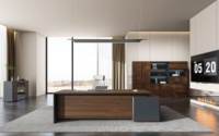 Bureau de direction ergonomique intelligent moderne LIWEI, panneau en bois, rangement dissimulé des câbles, bureau de luxe haut de gamme personnalisé pour PDG