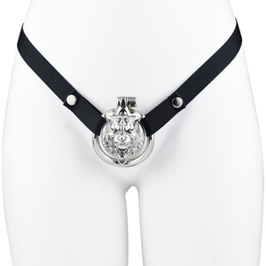 Jaula de Castidad con Diseño de Cabeza de Tigre, Orificio Abierto para Orinar, Dispositivo de Bondage para Pene, Bloqueo de Esperma Masculino, Candado de Castidad de Acero Inoxidable, Juguete para Adultos - Product Image 6