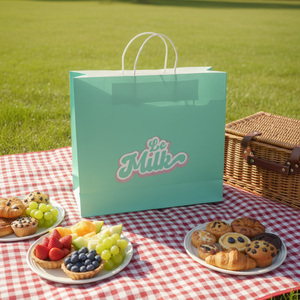 ถุงกระดาษคราฟท์กันไขมัน พิมพ์โลโก้ตามสั่ง เป็นมิตรกับสิ่งแวดล้อม พร้อมหูหิ้วเชือกกระดาษ สำหรับใส่อาหาร ของชำ น้ำตาล ของขวัญ และช้อปปิ้ง - Product Image 3