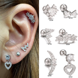 फैशन सरल लोकप्रिय प्रेम हृदय छोटे बालियां सूक्ष्म-इनसेट ज़िरकॉन फैंसी अद्वितीय भेदी हड्डी के नाखून कान महिलाओं के लिए स्टड - Product Image 5