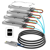 Kabel Mini SAS SFF-8088 ke 4*SFF-8482 SAS Eksternal, Kabel Hard Drive 1 ke 4 SAS dengan Daya 4Pin, Kabel Transmisi Server 6Gbps