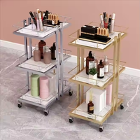 Chariot de rangement commercial SW Casual Beauty moderne en acier inoxydable à 4 roues, écologique, rotation à 360 degrés, pour salon