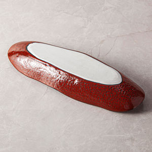Vajilla de Porcelana, Plato para Sushi y Platos para <span class=keywords><strong>Restaurante</strong></span>, Platos Japoneses Rústicos Rojos, Vajilla Mexicana para Tacos, Plato Oblongo Curvo - Product Image 6