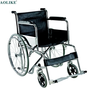 Silla de Ruedas Manual Plegable de Acero Cromado con Reposabrazos y Reposapiés Fijos para <span class=keywords><strong>Ancianos</strong></span> y Personas con Discapacidad, Venta Directa de Fábrica - Product Image 2