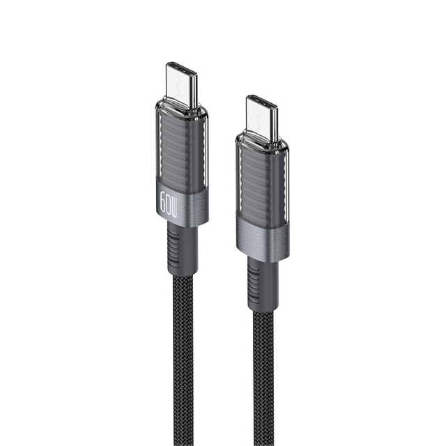 Oem Odm PD 100W 60W TPE Aluminium Alloy Crystal Flat Cable Wholesale 3A Nylon Braided USB C to USB C Cable
