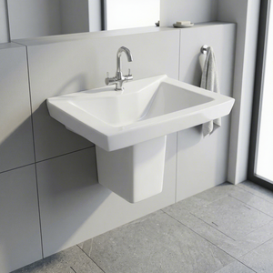 Vistaar Hospital & Villa Use Half Pedestal Ceramic Wash Basin With Modern Design Water Resistant - Product Image 1