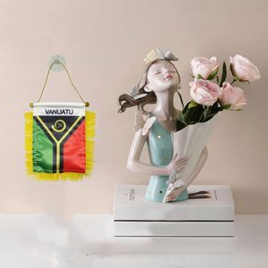 ธงซาตินขนาดเล็กแบบกำหนดเองของวาเนอตู พร้อมพู่สีเหลือง สำหรับการศึกษา ประกันภัย บริษัททัวร์ และการเกษตร - Product Image 2