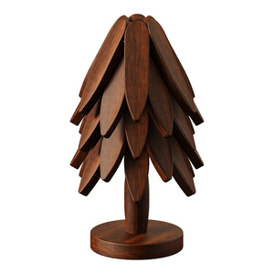 Tapis isolant thermique pour arbre de Noël Qinfeng en bois de noyer, ensemble de 4 pièces pour la protection des ustensiles de table - Product Image 5