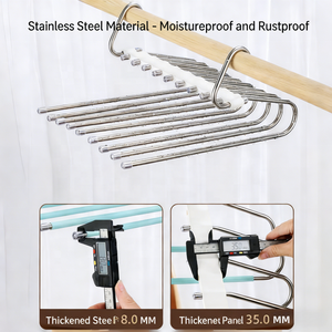 Porte-pantalons en acier inoxydable à forte capacité de charge, multicolores, pliable, 5 niveaux / 9 niveaux, double antidérapant, organisateur de pantalons pour la maison - Product Image 4