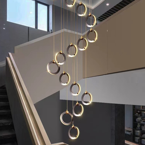 Lampu Gantung Loteng Hotel Vila Cincin Mewah Lampu Gantung Panjang Tangga Modern - Product Image 1