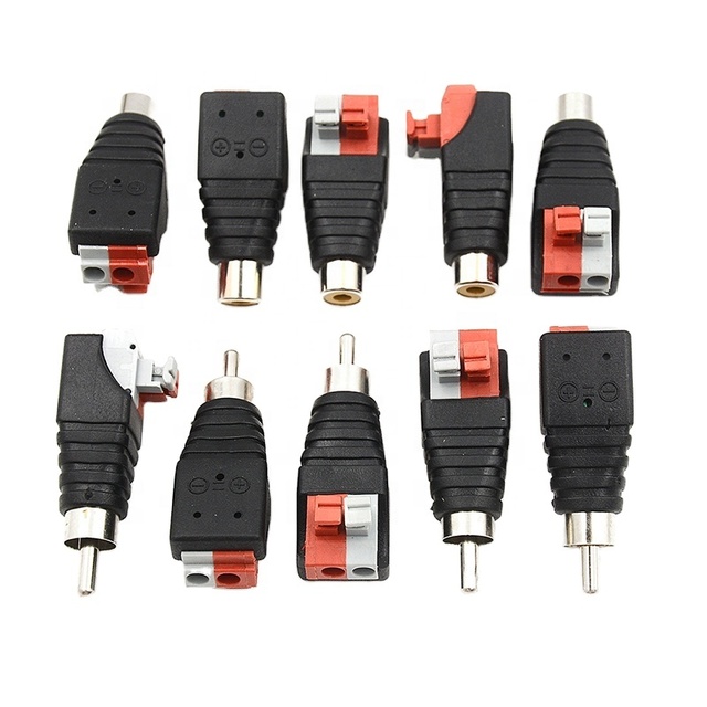 One Piece Speaker Wire Cable to Jack RCA Press Plug Male Adapter Connector