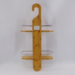 Modern 2-Tier Bamboo <strong>Shower</strong> <strong>Hanger</strong> Over-the-Head Bathroom <strong>Caddy</strong> with Hook Type Installation - Product Image 5