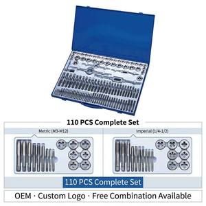 Kit de réparation de filetages ISO haute performance 110 pièces, jeu de tarauds et filières en acier Gcr15, fournisseur OEM ODM, garantie 3 ans, pour filetage droit - Product Image 2