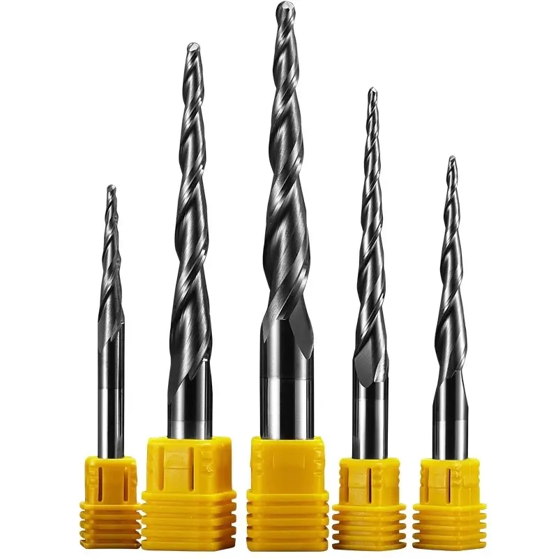 Solid Carbide Tapered Degree Long Neck Ball Nose End Mill Cutting Tools for Steel