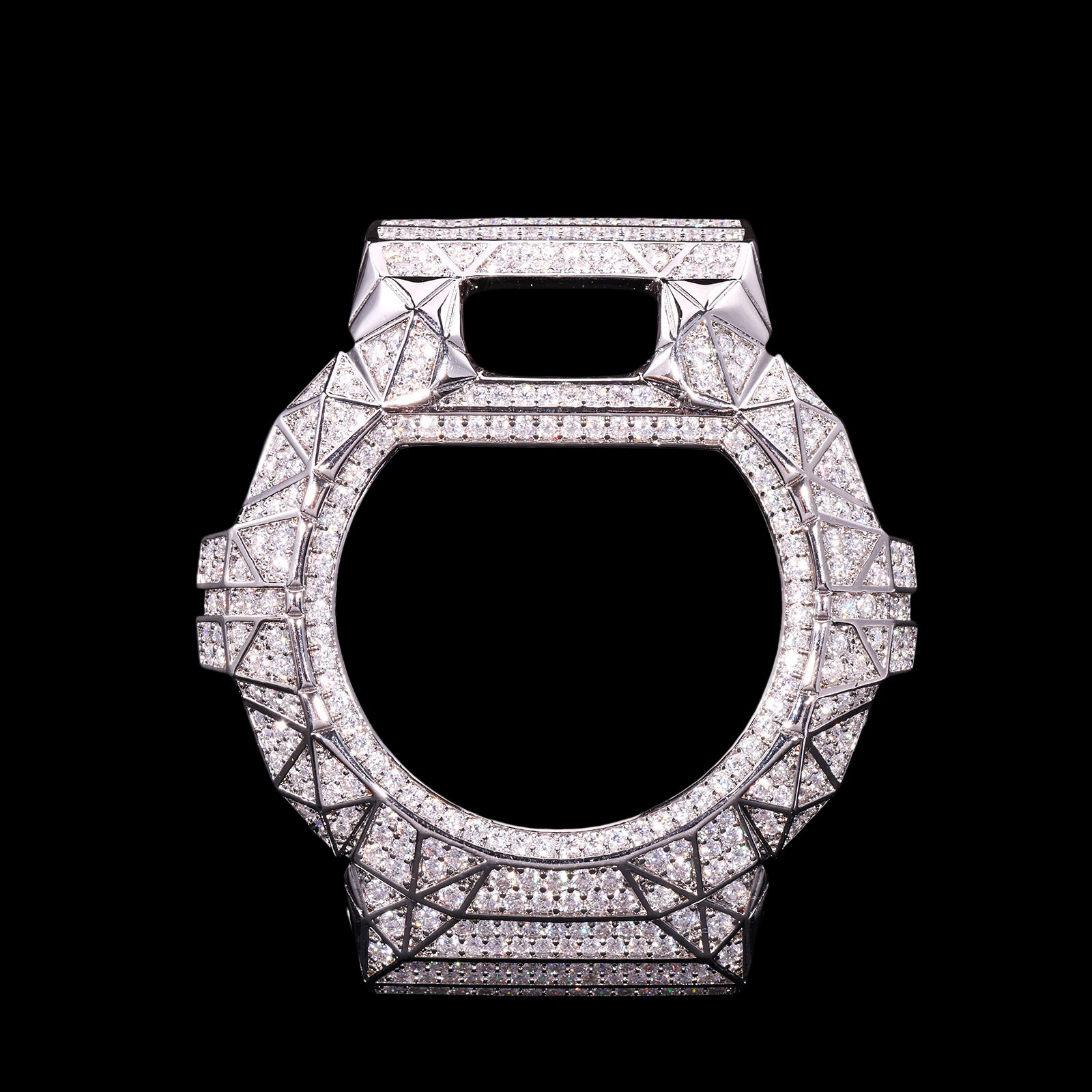 Brass Moissanite Watch Case (White Gold)