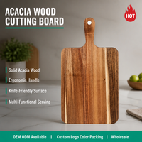 Grande planche à découper en bois durable, planche à découper en bois d'acacia de qualité supérieure avec poignée ergonomique pour une utilisation professionnelle en cuisine