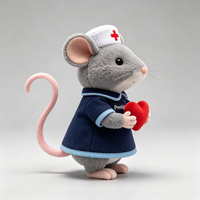 Peluche Souris Personnalisée pour Infirmière avec Broderie de Logo Personnalisé – Cadeau Prestige pour Soins Gerontologiques – Peluche Souris Douce et Rembourrée