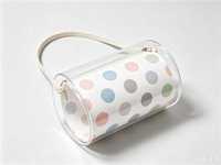 Leichte Halbmond-Unterarmtasche, Transparente TPU-Hülle mit Tyvek-Papierfutter, Farbige Polka-Dot Mini-Handtasche für die Schulter