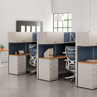Modular Office Workstation with Glass Partitions and Cable Management Meets the Collaborative Needs